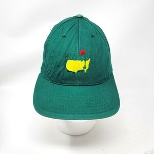 Masters Golf Vintage 80s American Needle Green Leatherback Hat Made In Usa